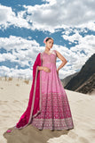 Pink Beautiful Sequins Embroidered With Khatli Work Women Wedding Gown - women's fashion mart