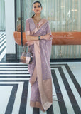 Breezy Lavender Banarasi Woven Kora Silk Saree