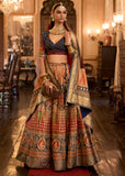 Beautiful Red And Blue Designer Lehenga Set
