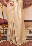 Antique White Woven Kanjivaram Silk Saree