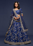 Princess Blue Georgette Embroidered Lehenga With Net Dupatta