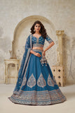 Crimson Elegance Minimalist Peacock And Leaf Motif Bridal Lehenga