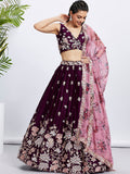Georgette Golden Dull-Bright Sequin,Threaded Embroidered Semi-Stitched Lehenga choli  women's fashion mart