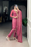 Elegant Silver Glory Embroidered Suit Set For Women