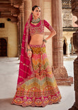 Raspberry Pink Banarasi Silk Embroidered Designer Lehenga