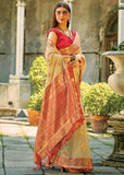 Almond Beige Woven Banarasi Tissue Silk Saree