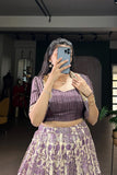 Handcrafted Tasar Silk Printed With Viscose Border Lehenga Choli