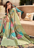 Classic Green Banarasi Soft Silk Saree With Digital Print