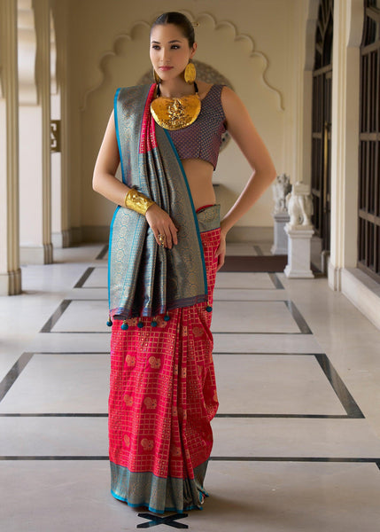Bridal Red Woven Banarasi Silk Saree