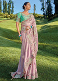Dusky Pink Designer Embroidered Silk Saree