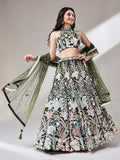 Net Multi-Sequins Work Semi-Stitched Lehenga  women's fashion mart