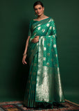 “Exclusive Offer” : Green Woven Banarasi Silk Saree