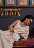 Classic Beige Banarasi Katan Silk Saree
