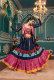 Navy Blue Stylish Poly Maska Silk Navratri Lehenga -WOMEN FASHION Default Title women's fashion mart
