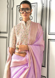 Antique Purple Chiffon Silk Saree With Contrast Blouse
