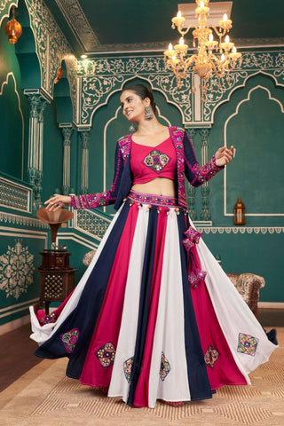 Traditional Embroidered Work Viscose Rayon Jacket Style Navratri Lehenga Choli -WOMEN FASHION Default Title women's fashion mart