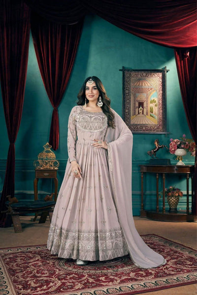 Majestic Metallic Foil Work Anarkali Gown -WOMEN FASHION M women's fashion mart