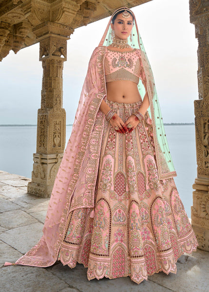 Blush Pink Heavy Embroidered Designer Lehenga
