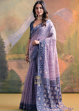 Sweet Purple Woven Cotton Jamdani Saree