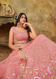Blossom Pink Heavy Embroidered Designer Lehenga