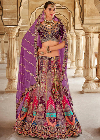 Lavender Purple Banarasi Silk Embroidered Designer Lehenga