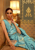 Palace Blue Woven Banarasi Brocade Silk Saree