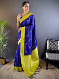 Elegant Purple Silk Saree with Gold Zari Accents  women's fashion mart