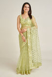 Designer Net Saree With Sequins And Dori Embroidery Work