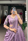 Lavender Sequins Thread Embroidery Work Lehenga Set - women's fashion mart