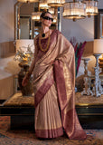 Almond Beige Woven Banarasi Tissue Silk Saree
