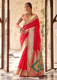 Bridal Red Woven Banarasi Soft Silk Saree