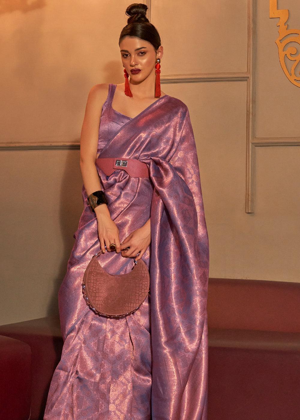 Classic Mauve Woven Royal Kanjivaram Silk Saree
