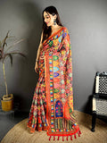 Celebrity Elegance Printed Linen Saree