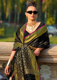 Black Woven Banarasi Soft Silk Saree