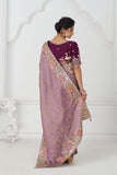 Beautiful Mauve Pure Dola Viscose Silk Wedding Perfect Saree