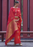 Bridal Red Banarasi Woven Satin Silk Saree