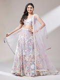Net Multi-Sequins Work Semi-Stitched Lehenga  women's fashion mart
