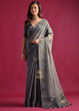 Steel Grey Woven Cotton Silk Saree