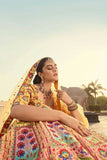 Yellow Embroidery With Print And Diamond Work Bridal Lehenga For Wedding -Bridal Lehenga Default Title women's fashion mart