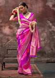 Flawless Purple-Pink Rangkaat Handloom Silk Saree - women's fashion mart