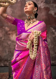Flawless Purple-Pink Rangkaat Handloom Silk Saree - women's fashion mart
