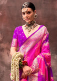 Flawless Purple-Pink Rangkaat Handloom Silk Saree - women's fashion mart