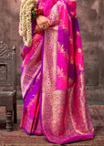 Flawless Purple-Pink Rangkaat Handloom Silk Saree - women's fashion mart