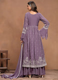 Lustrous Lavender Embroidered Kurta Palazzo Suit - women's fashion mart
