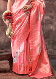 Vibrant Peach-Pink Rangkaat Handloom Silk Saree - women's fashion mart