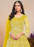 Radiant Bright Yellow Designer Embroidered Anarkali Gown - women's fashion mart