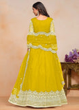 Radiant Bright Yellow Designer Embroidered Anarkali Gown - women's fashion mart