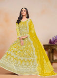 Radiant Bright Yellow Designer Embroidered Anarkali Gown - women's fashion mart