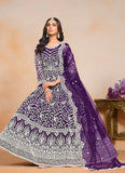Phenomenal Purple Designer Embroidered Anarkali Gown - women's fashion mart