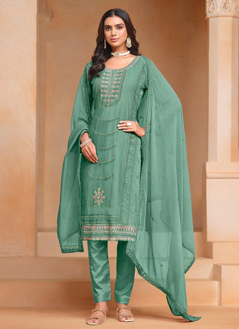 Formidable Green Multi Embroidered Salwar Suit - women's fashion mart